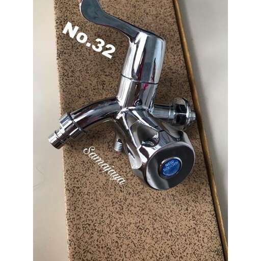 a close up of the faucet
