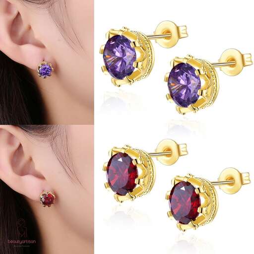 earrings with a sapphire and diamonds