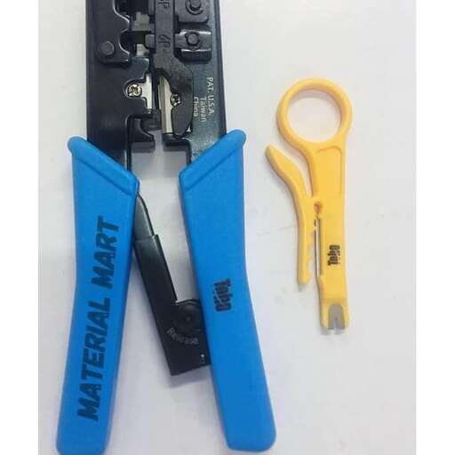 a pair of blue and yellow scissors and a yellow pair of scissors.