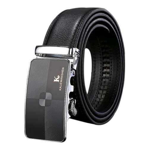 a black leather belt with a buckle.