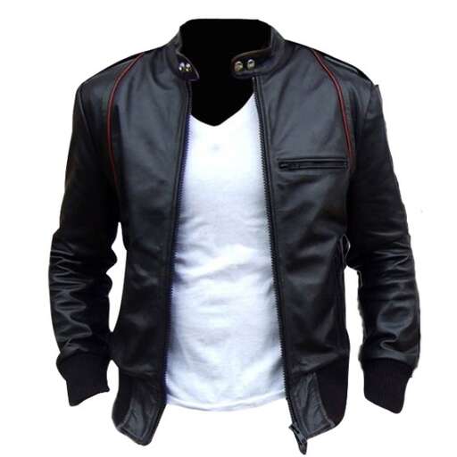 leather jacket with a white t - shirt