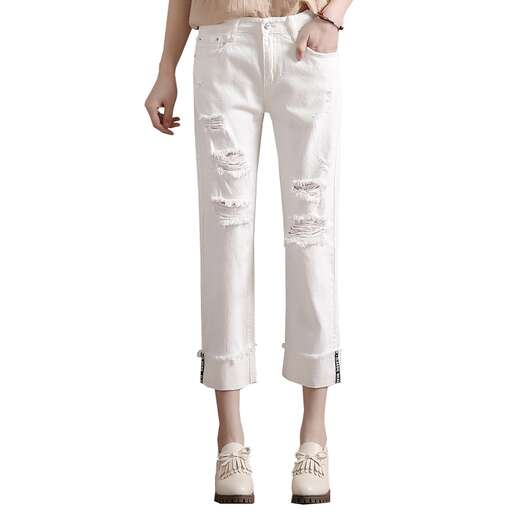white jeans with a touch of pink