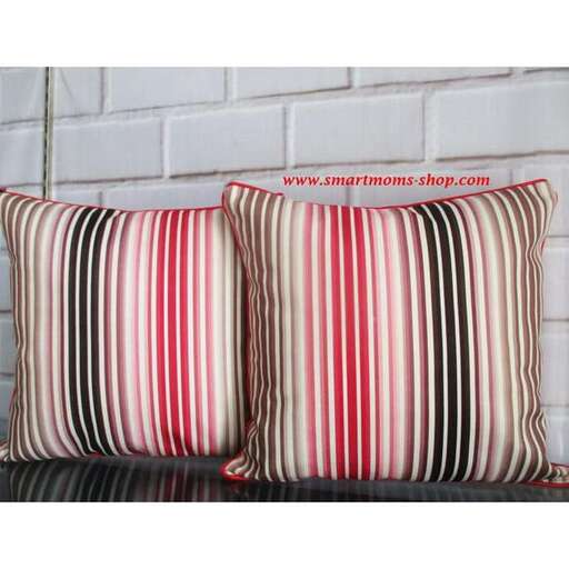 striped pillows in red and black