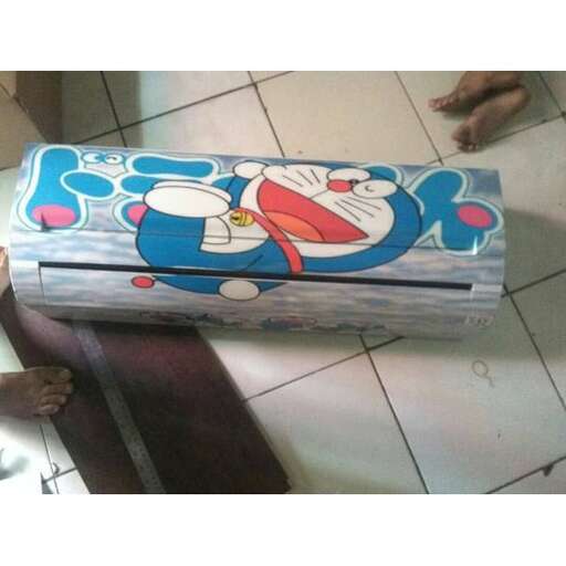 a box with a cartoon character on it on the floor.