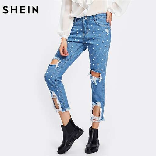 a pair of ripped jeans