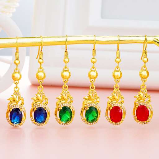 a set of colorful drop earrings