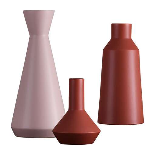 a set of vases on a white background