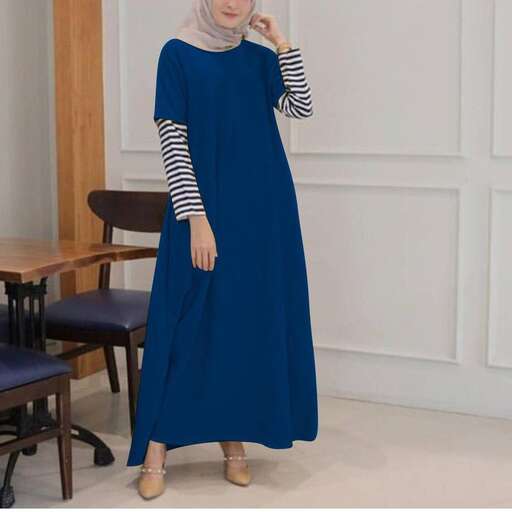 this dress is made from a pattern of a long sleeved shirt and a long skirt.