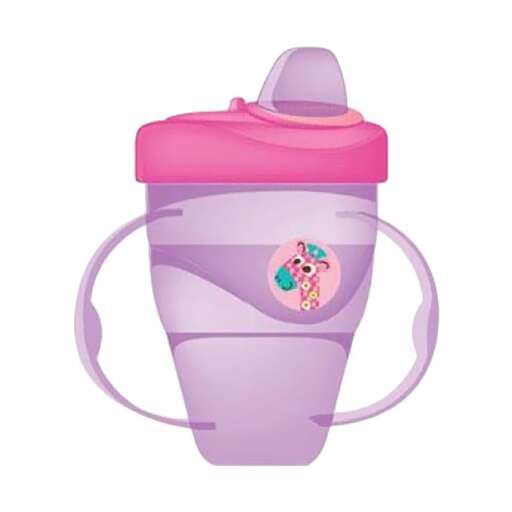 pink baby bucket with a donut in it.